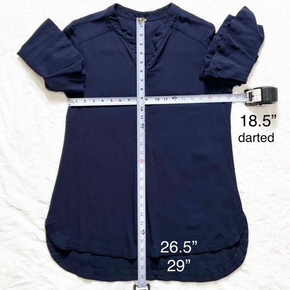 Free People Navy Blue Henley 3/4 Bell Sleeve High Low Tunic Peasant Top - Picture 15 of 15